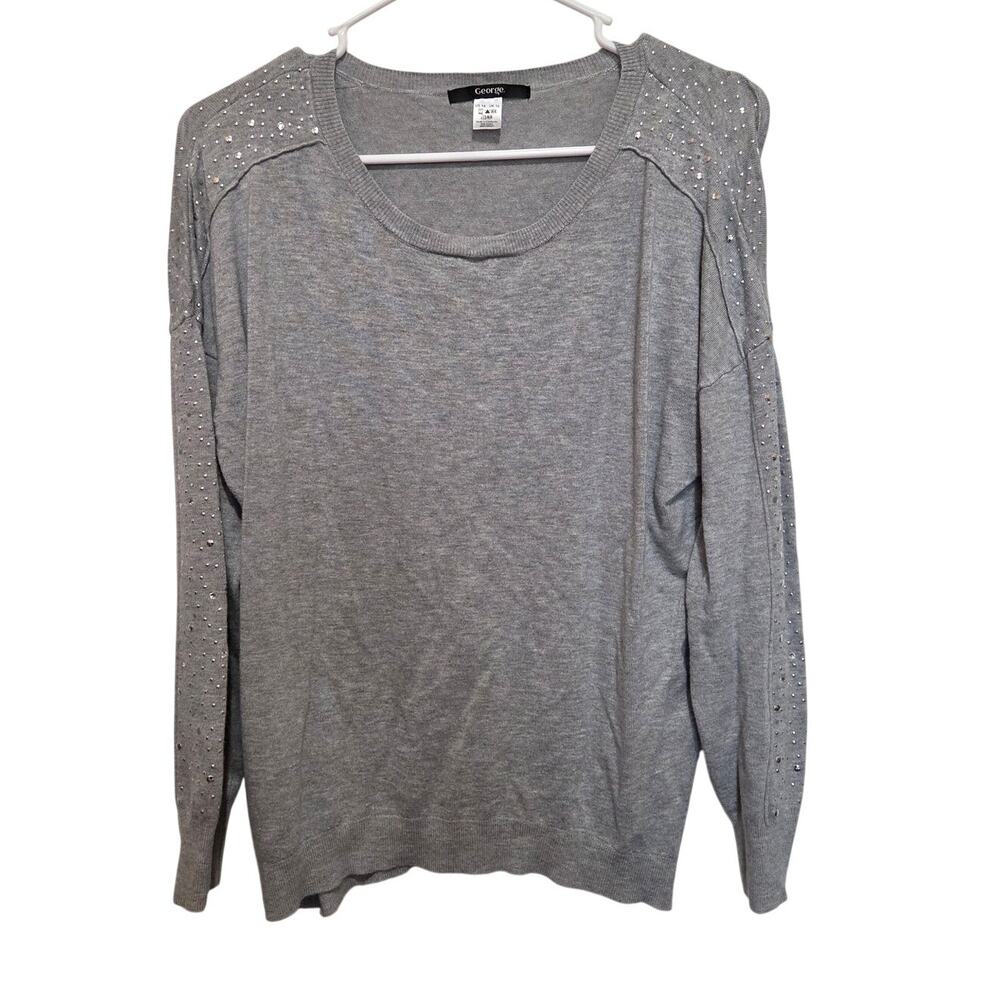 George Gray Knitted Long Sleeve Scoop Neck Studded Pullover Sweater Size 14